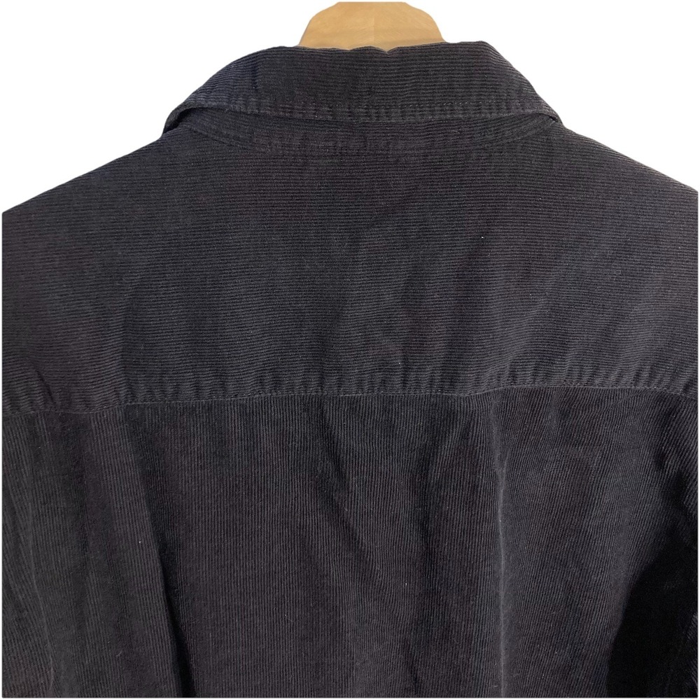Vtg J Peterman Corduroy Button Up Shirt Mens Large Black Grandfather - Picture 5 of 8